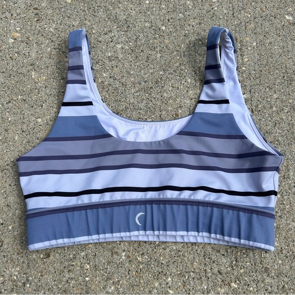 ZYIA Active Women's Horizon Light n Tight Sports Bra Purple Striped Large - Picture 2 of 3